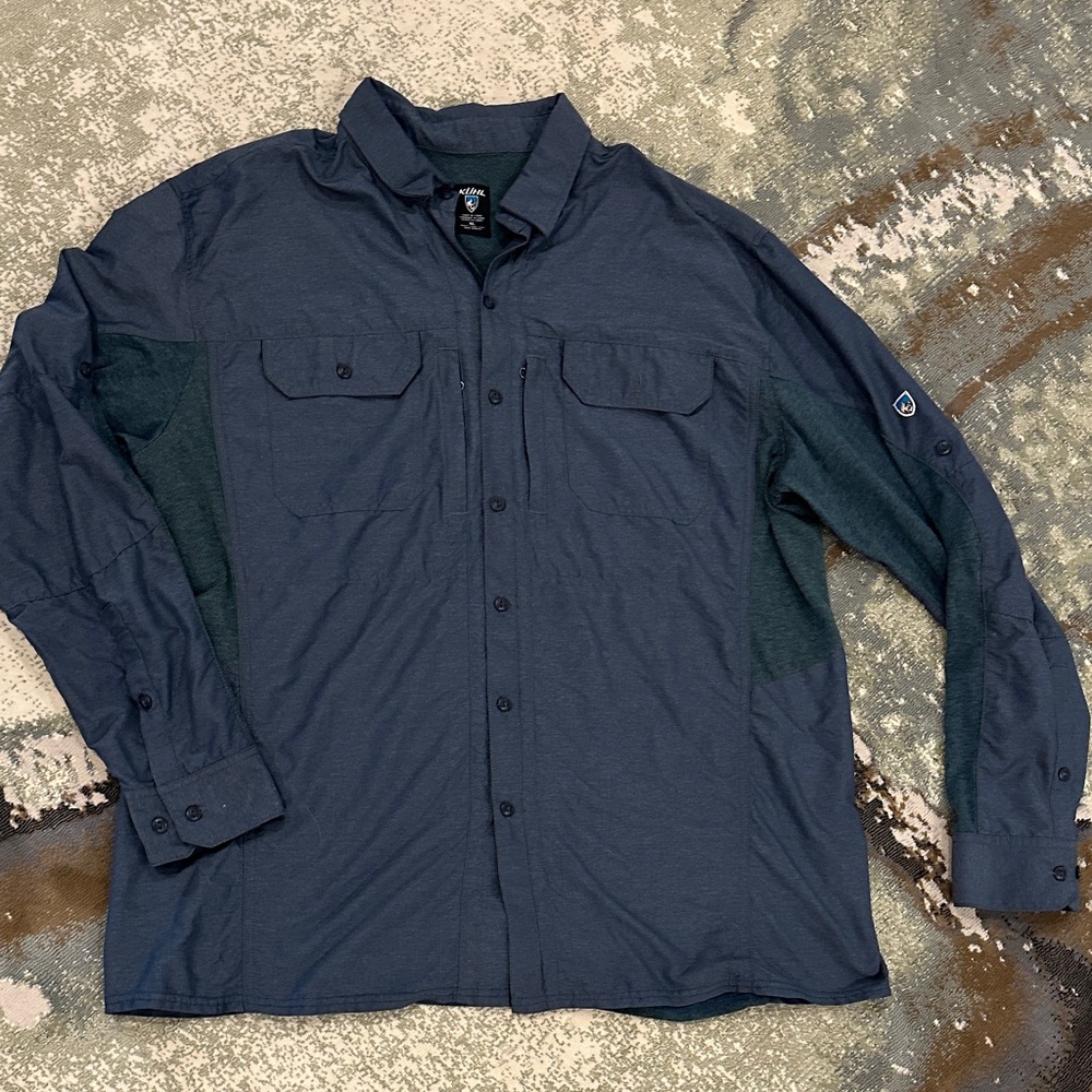 Kuhl Men's Washed Blue Button Down Shirt XL